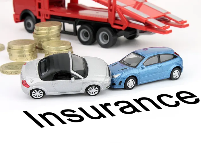 Vehicle collision illustration showing cars and a tow truck