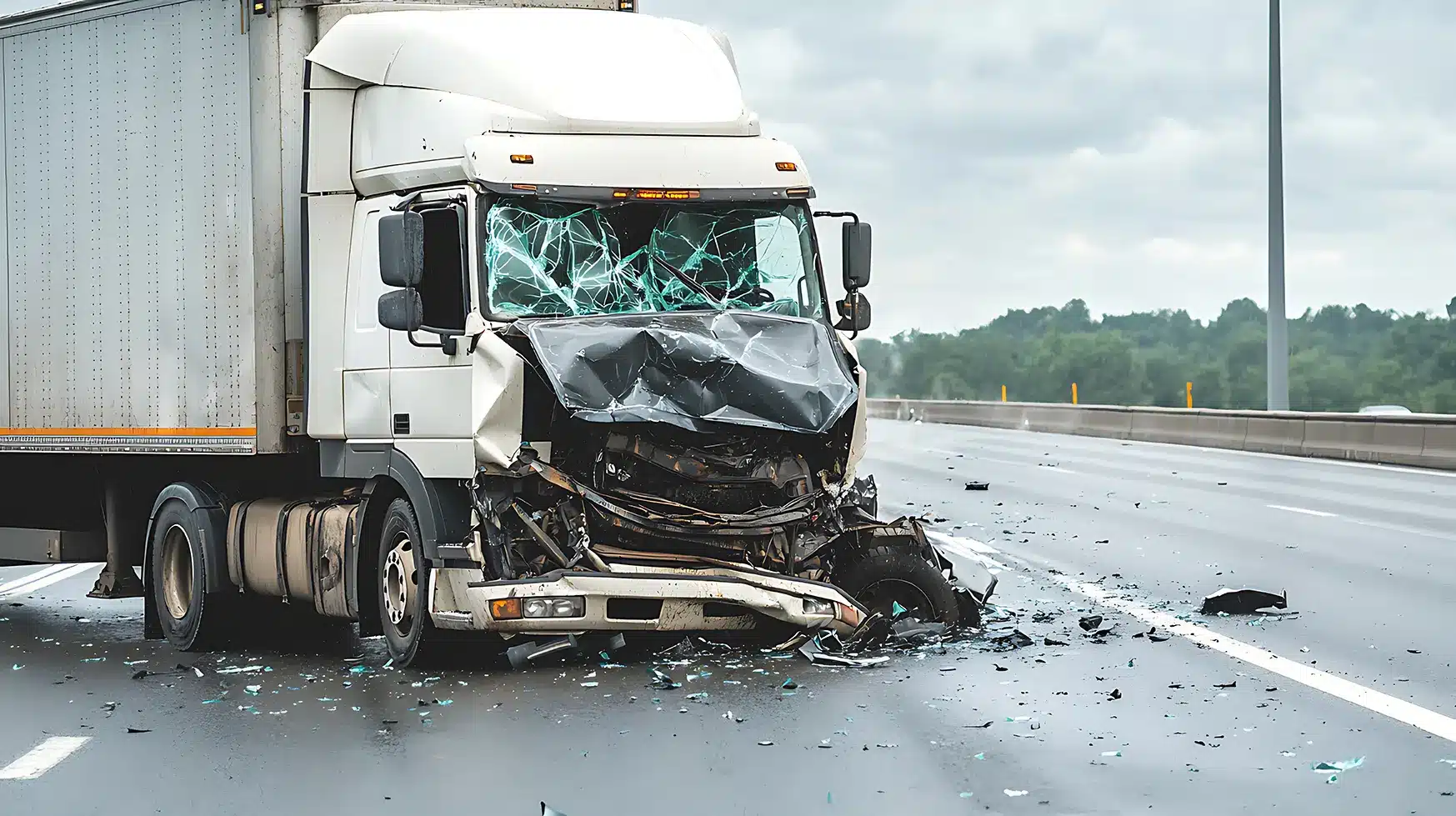 Glass damaged in a collision