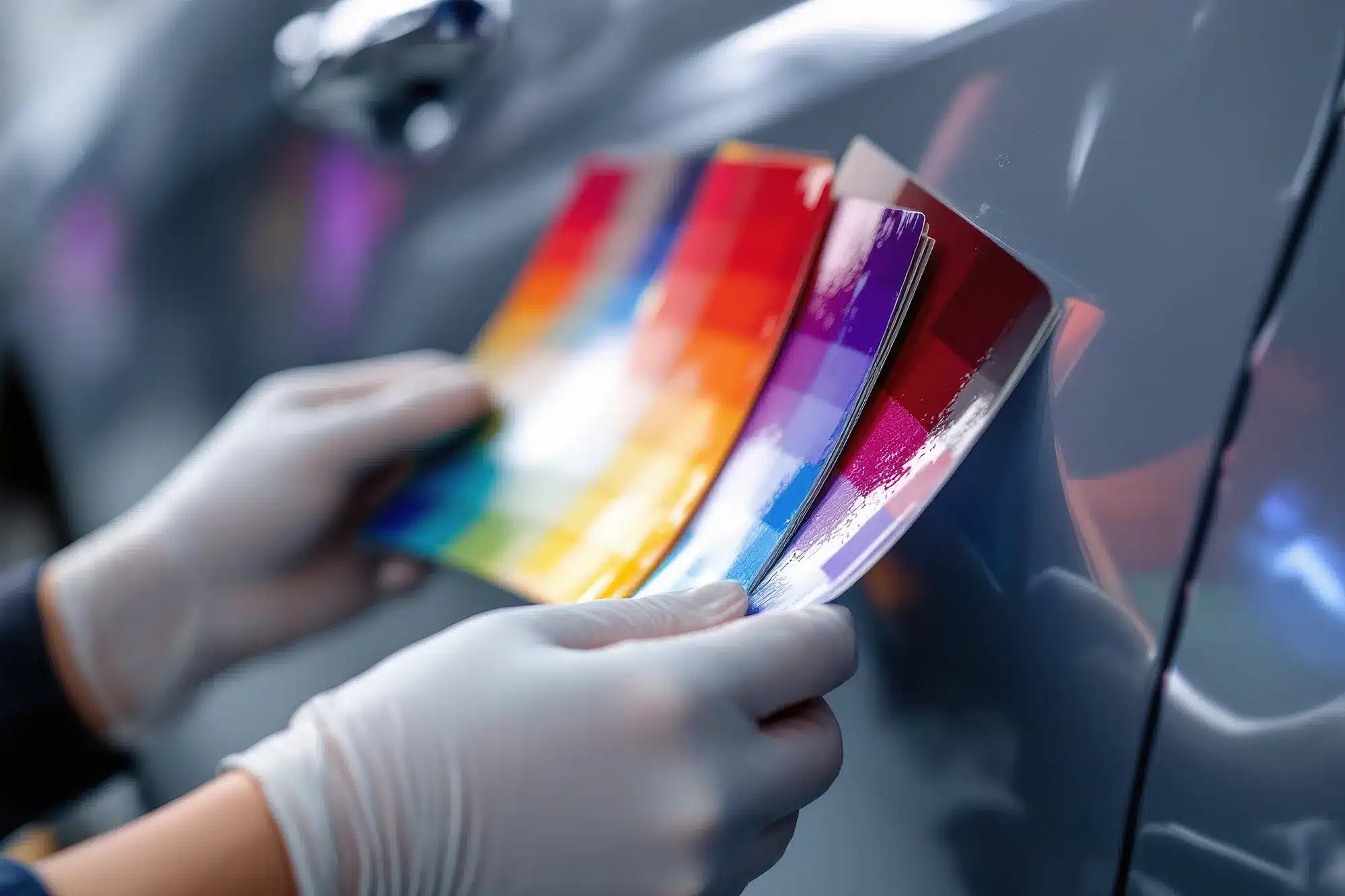 Comparing a paint sample to the vehicle finish