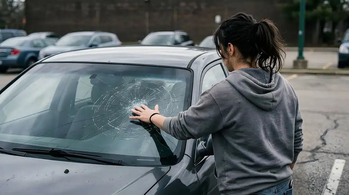 Vehicle in a parking lot