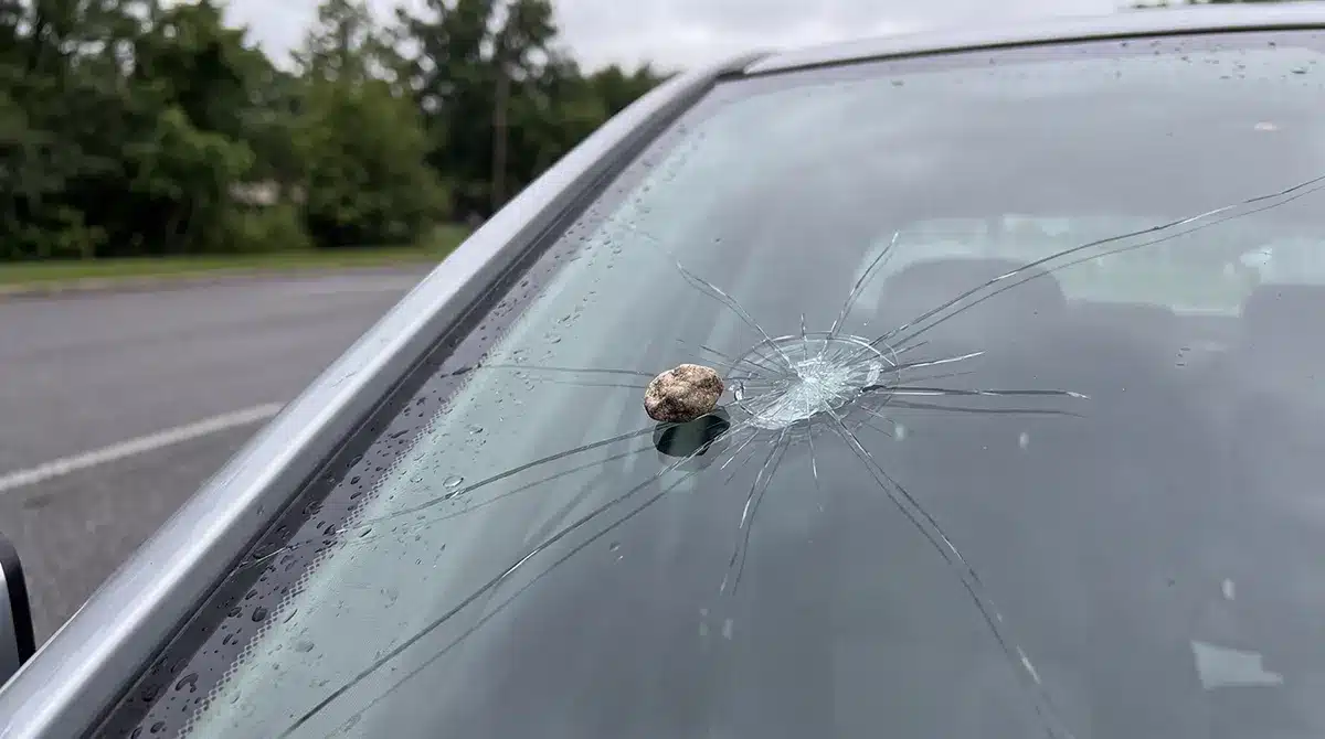Stone chip on a windshield