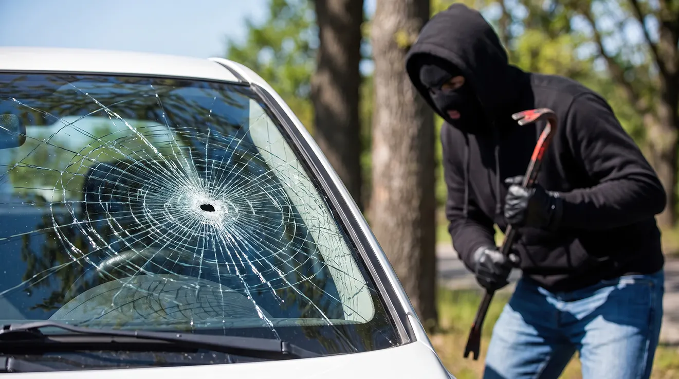 Broken side window